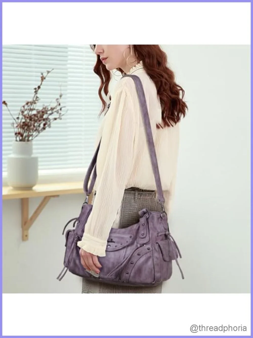 Retro Wash Vegan Leather Hobo Bag Women Shoulder Crossbody Purse